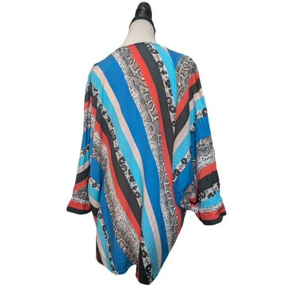 Oversized Boho Style Python Stripe Kimono Top Tolani Collection Size Large - Picture 3 of 12